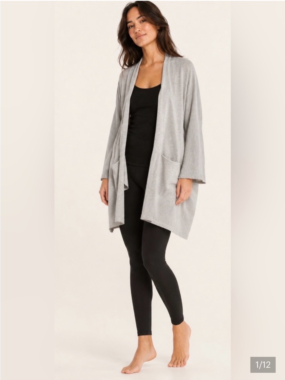 DONNI. By Anthropologie Gray Open Cardigan